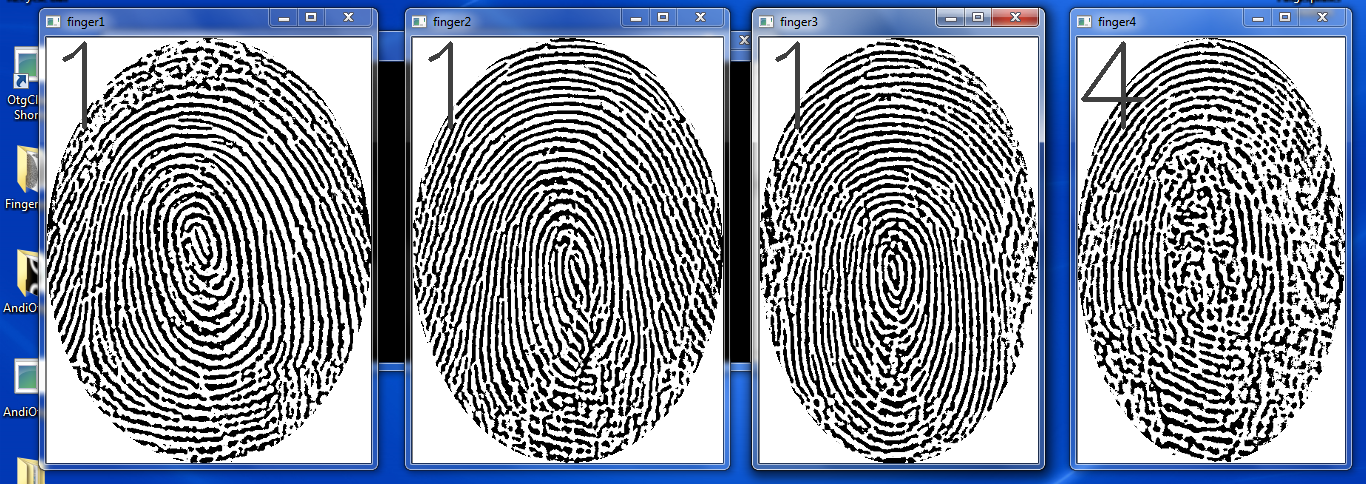 Contactless fingerprint images from system 1